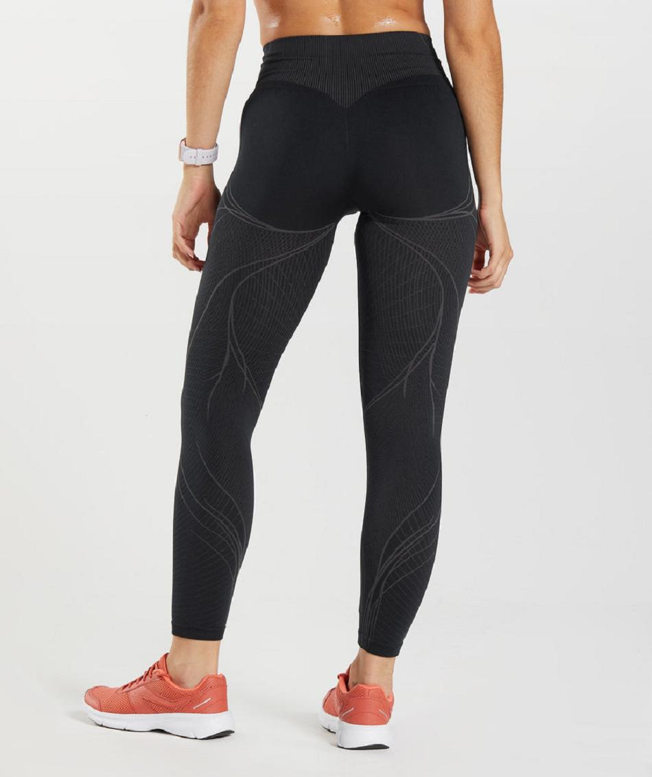 Gymshark Apex Seamless Ženske Tajice Crne Crne Sive | HR 4083FDN